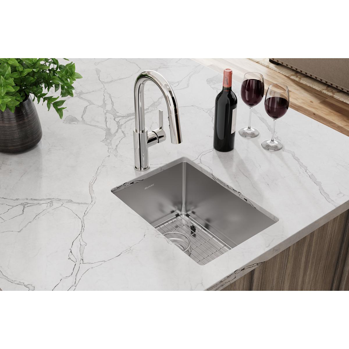 Alternate Image for Elkay Crosstown 14" Rectangular Stainless Steel Bar/Prep Sink with Faucet, Polished Satin, 18 Gauge, ECTRU12179TFCBC