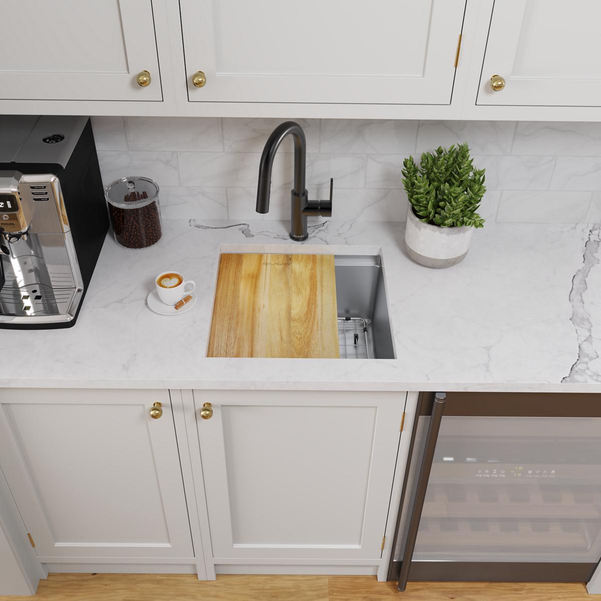Alternate Image for Elkay Crosstown 19" Rectangle Stainless Steel Workstation Bar/Prep Sink with Accessories, Polished Satin, 18 Gauge, ECTRU17169W