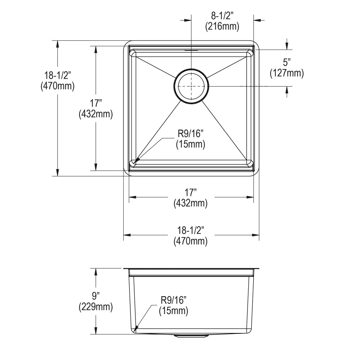 Alternate Image for Elkay Crosstown 19" Rectangle Stainless Steel Workstation Bar/Prep Sink with Accessories, Polished Satin, 18 Gauge, ECTRU17169W