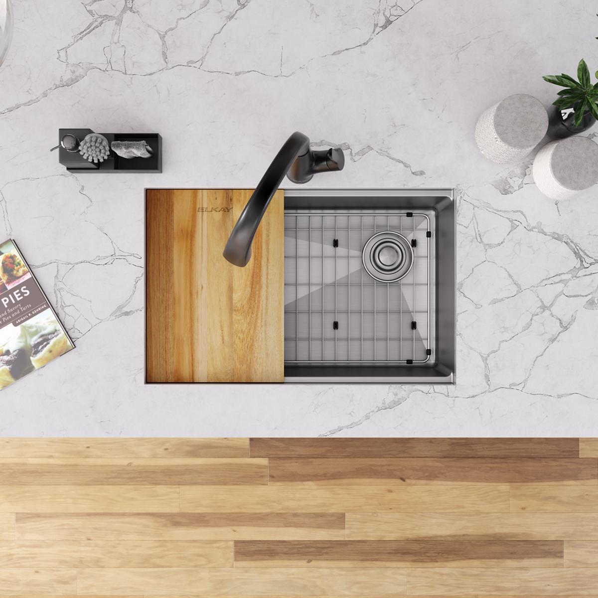 Alternate Image for Elkay Crosstown 29" Undermount Stainless Steel Workstation Kitchen Sink with Accessories, Polished Satin, 18 Gauge, ECTRU27169RW