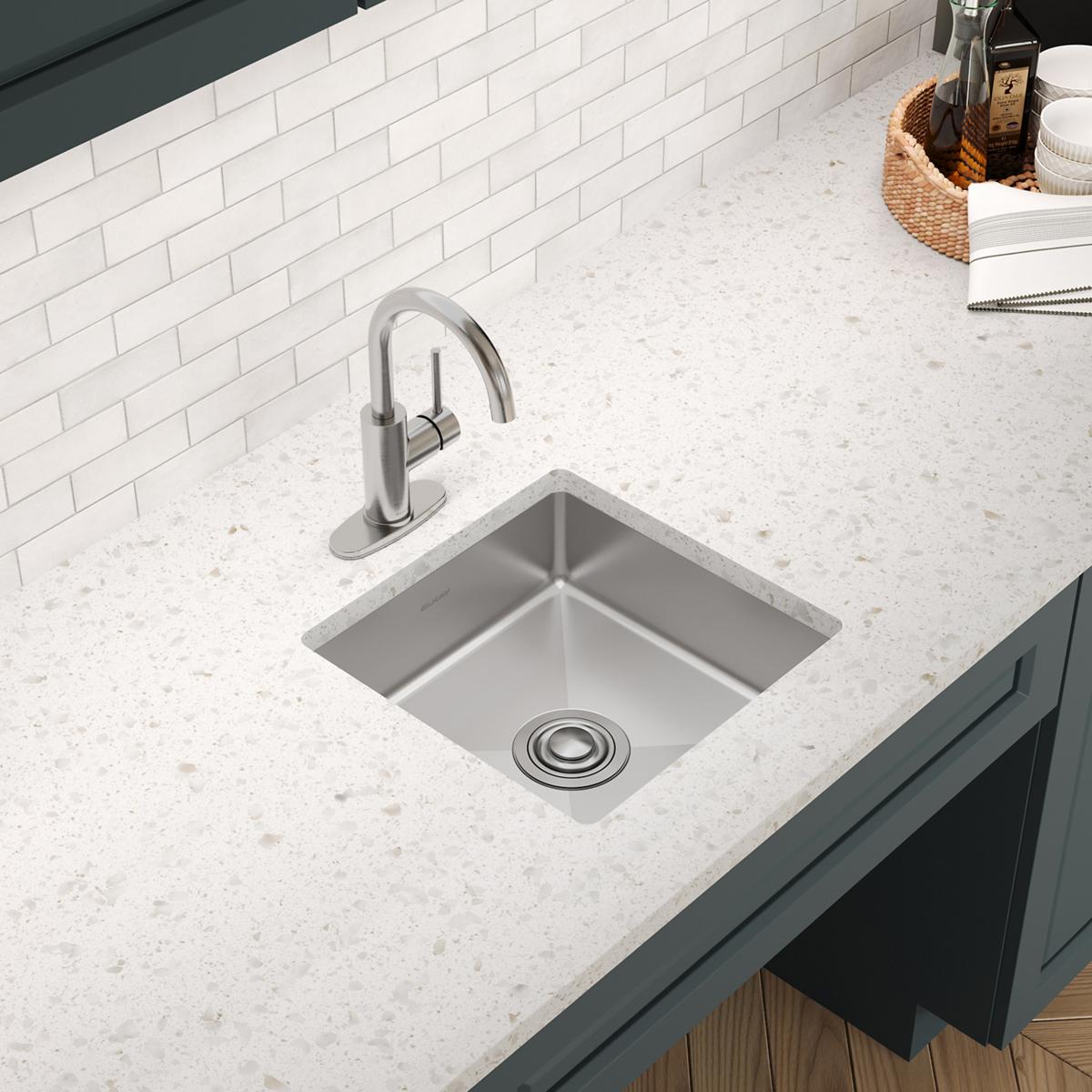 Elkay Crosstown 17" Rectangle Stainless Steel ADA Bar/Prep Sink, Polished Satin, 18 Gauge, ECTRUAD151550