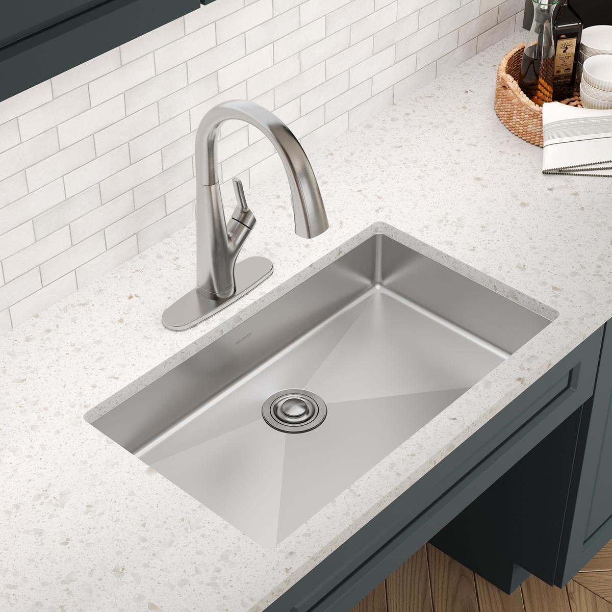 Elkay Crosstown 32" Undermount Stainless Steel ADA Kitchen Sink, Polished Satin, 18 Gauge, ECTRUAD301755