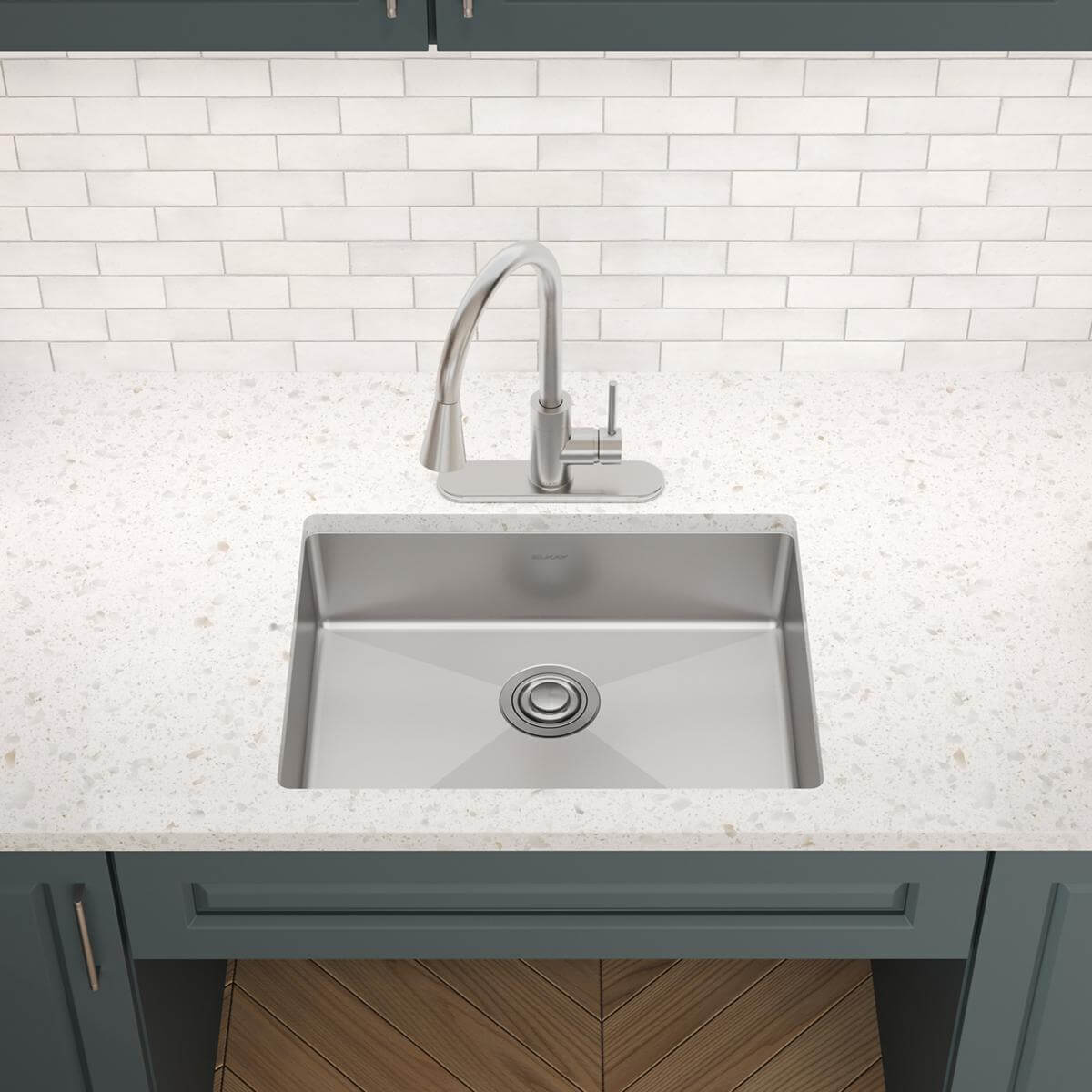 Alternate Image for Elkay Crosstown 25" Dual Mount Stainless Steel ADA Kitchen Sink, Polished Satin, 1 Faucet Hole, ECTSRAD2522601