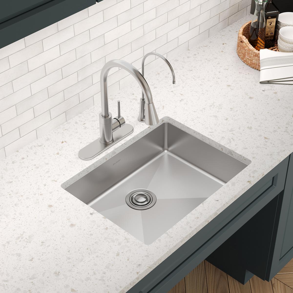 Elkay Crosstown 25" Dual Mount Stainless Steel ADA Kitchen Sink, Polished Satin, 2 Faucet Holes, ECTSRAD2522602