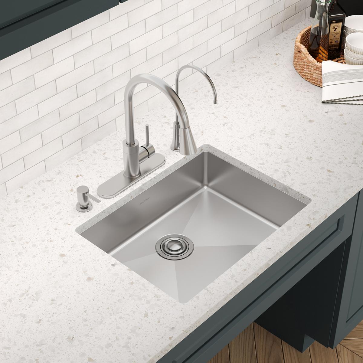 Elkay Crosstown 25" Dual Mount Stainless Steel ADA Kitchen Sink, Polished Satin, 3 Faucet Holes, ECTSRAD2522603