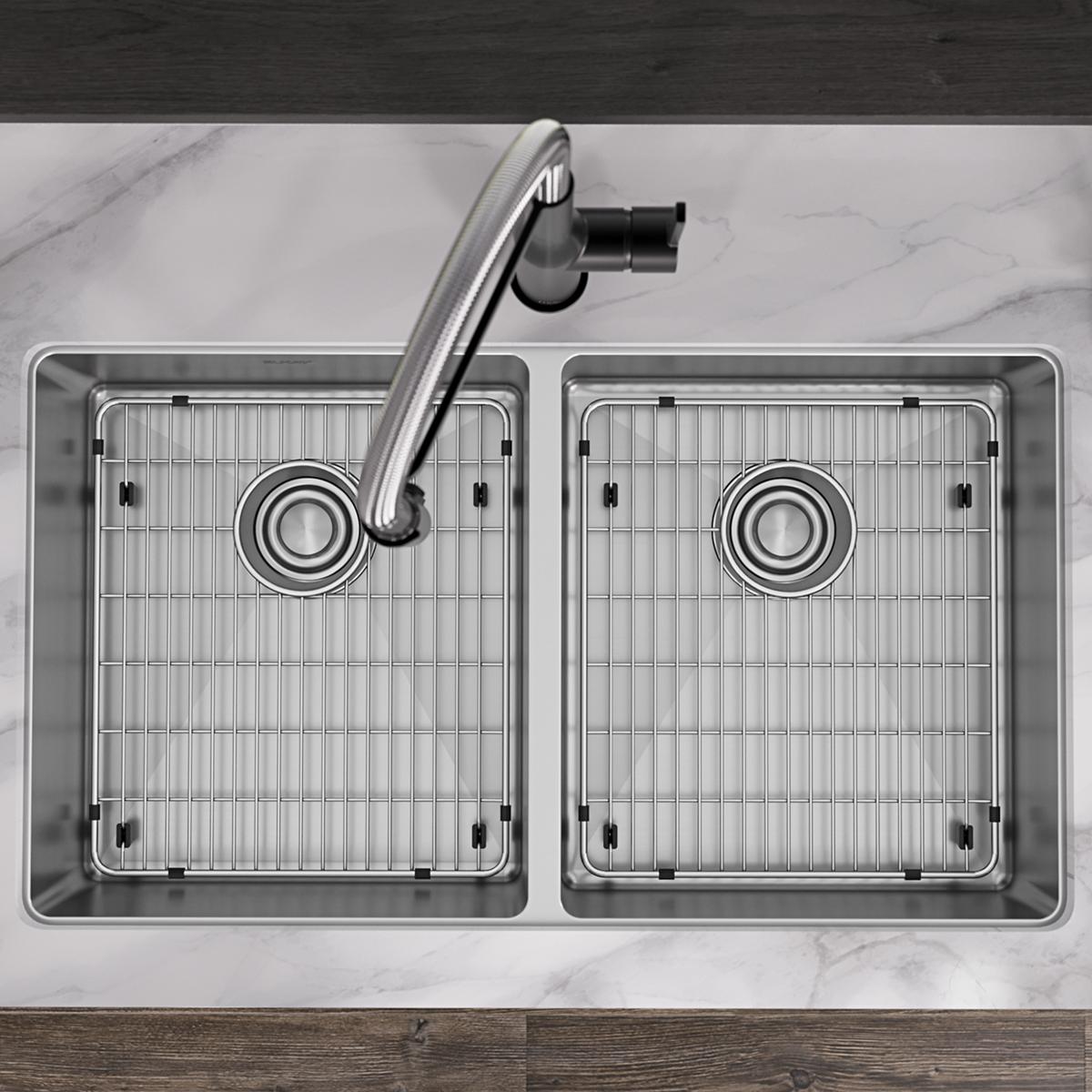 Alternate Image for Elkay Crosstown 33" Dual Mount Stainless Steel ADA Kitchen Sink Kit, 50/50 Double Bowl, Polished Satin, No Faucet Hole, ECTSRAD33226TBG0
