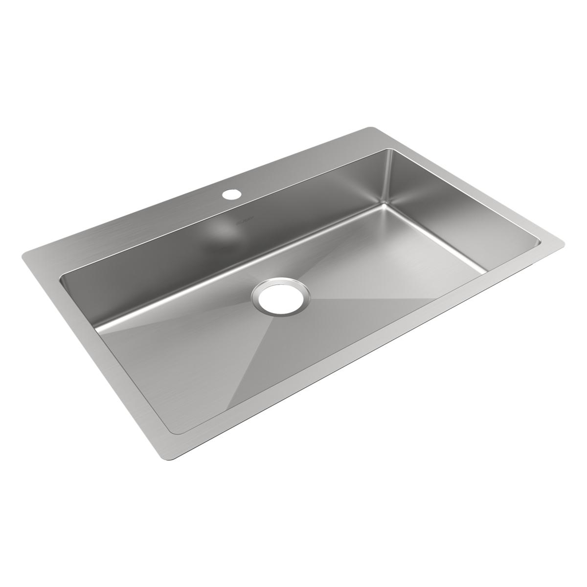 Elkay Crosstown 33" Dual Mount Stainless Steel ADA Kitchen Sink, Polished Satin, 1 Faucet Hole, ECTSRSAD3322601