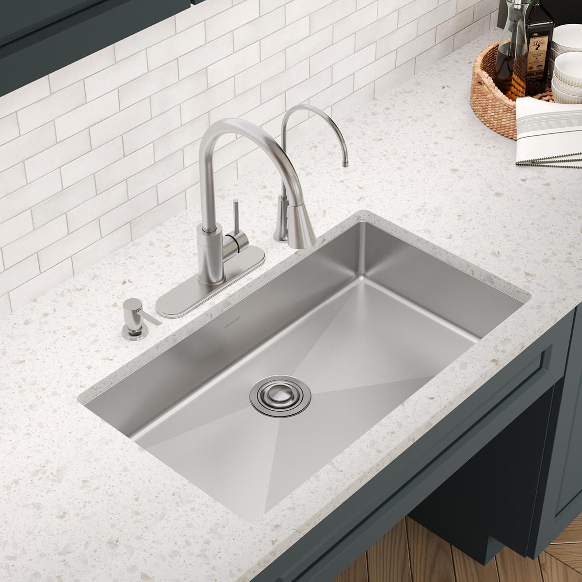 Elkay Crosstown 33" Dual Mount Stainless Steel ADA Kitchen Sink, Polished Satin, 3 Faucet Holes, ECTSRSAD3322603
