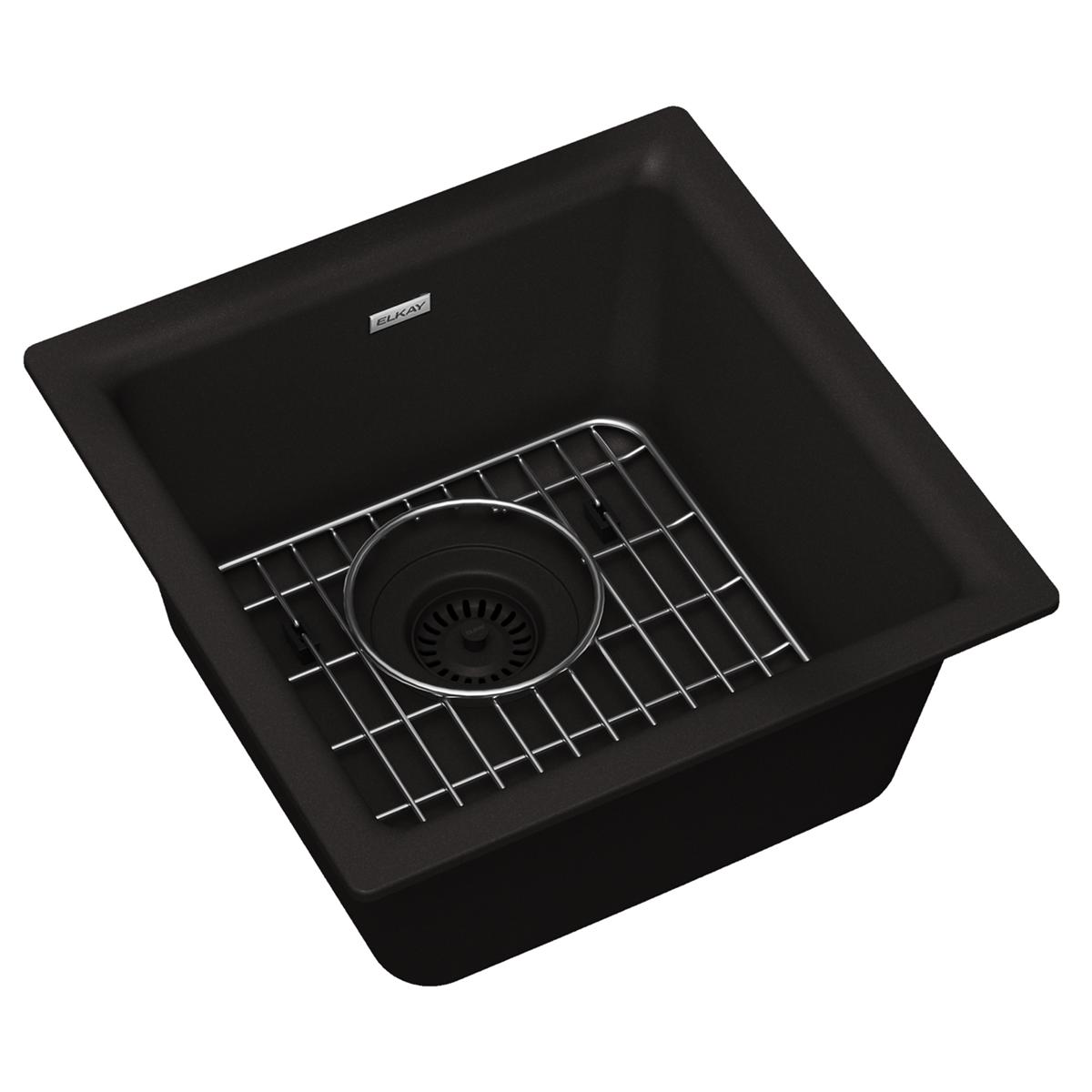 Alternate Image for Elkay Quartz Classic 16" Rectangular Quartz Bar/Prep Sink Kit, Black, ELG1616BK0C