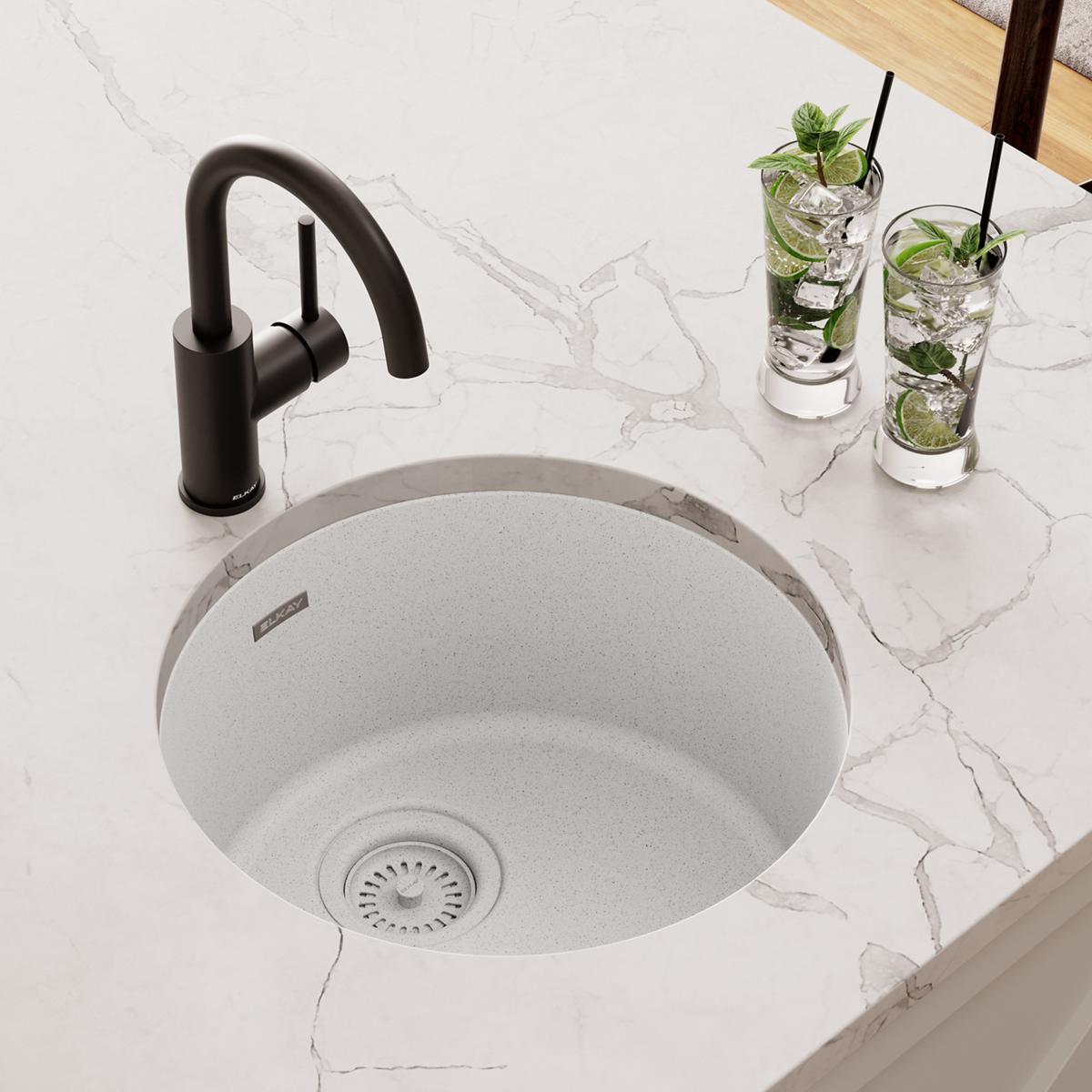 Alternate Image for Elkay Quartz Classic 18" Dual Mount Quartz Kitchen Sink, Single Bowl, White, ELG16FBWH0