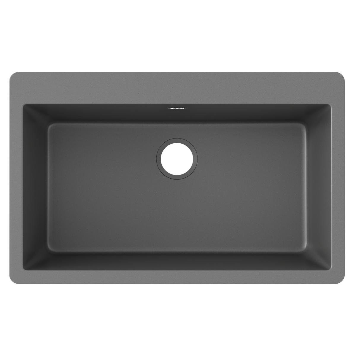 Alternate Image for Elkay Quartz Classic 33" Drop In/Topmount Quartz Kitchen Sink, Dusk Gray, 5 Pre-scored Faucet Holes, ELGR13322GY0