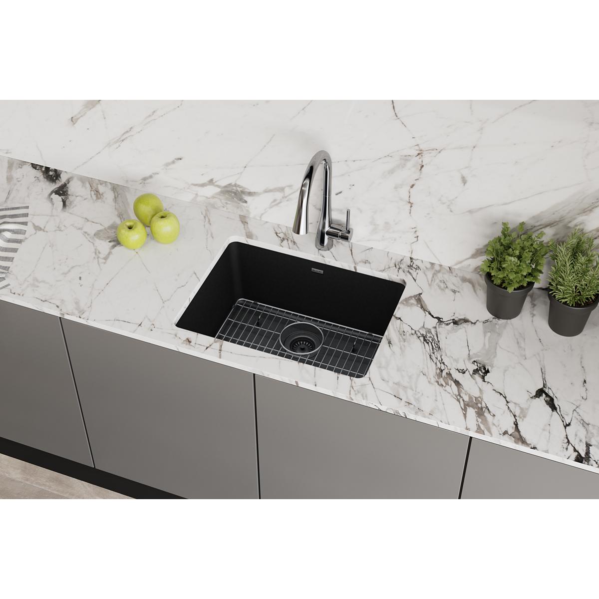 Alternate Image for Elkay Quartz Classic 25" Undermount Quartz Kitchen Sink Kit, Black, ELGU2522BK0C