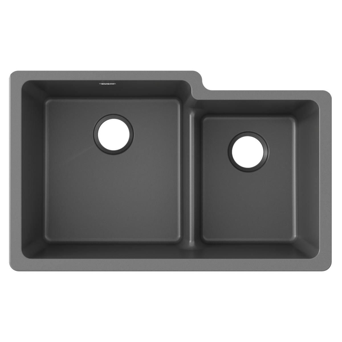 Alternate Image for Elkay Quartz Classic 33" Undermount Quartz Kitchen Sink, 60/40 Double Bowl, Dusk Gray, ELGULBO3322GY0