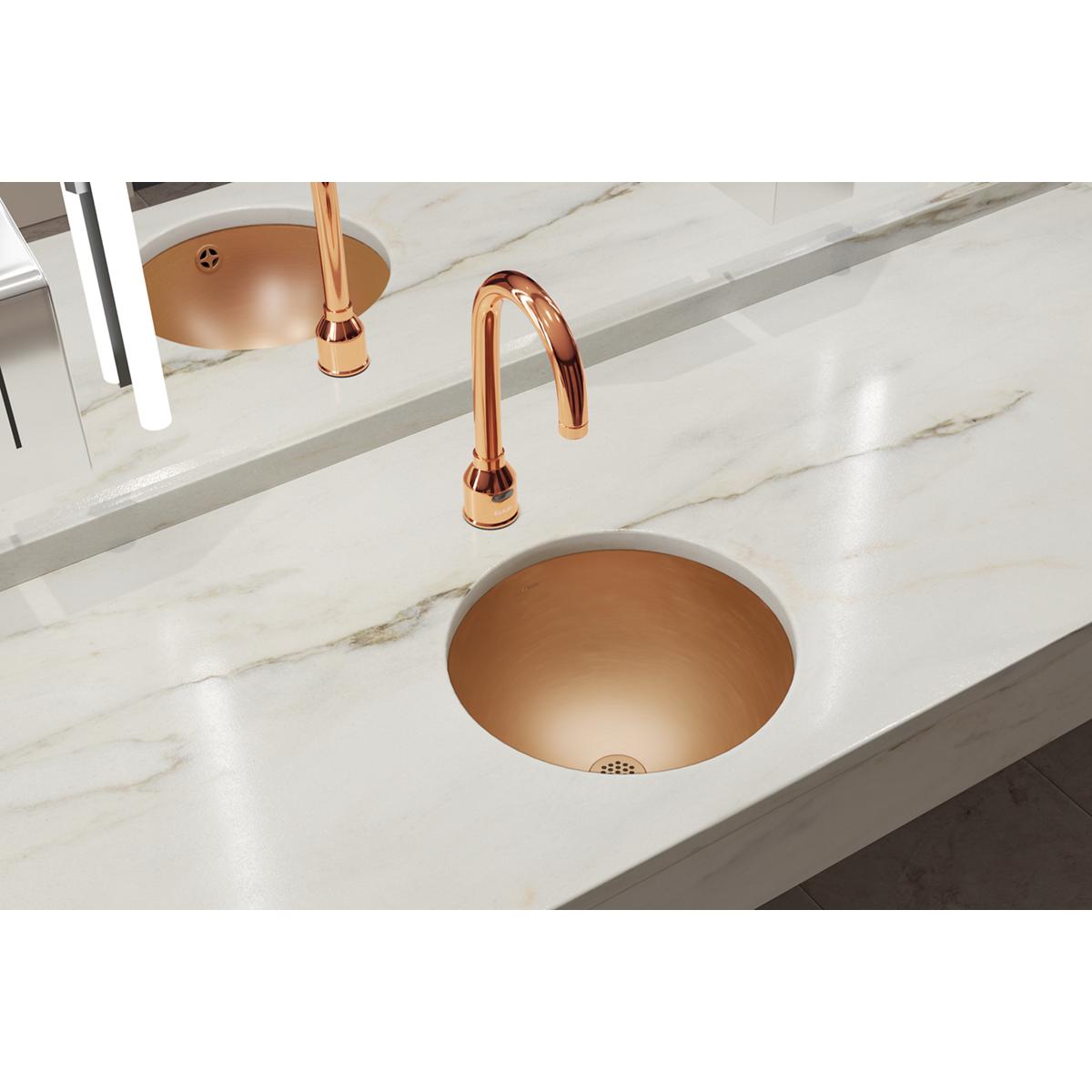 Elkay 14" Round Undermount CuVerro Antimicrobial Copper ADA Bathroom Sink, Lustrous Satin, ELUH12LV-CU