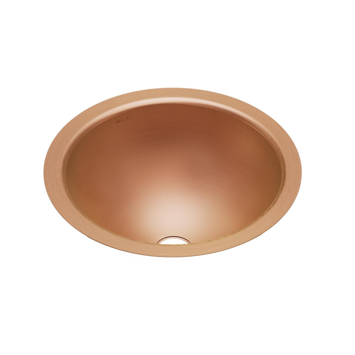 Elkay 14" Round Undermount CuVerro Antimicrobial Copper ADA Bathroom Sink, Lustrous Satin, ELUH12LV-CU