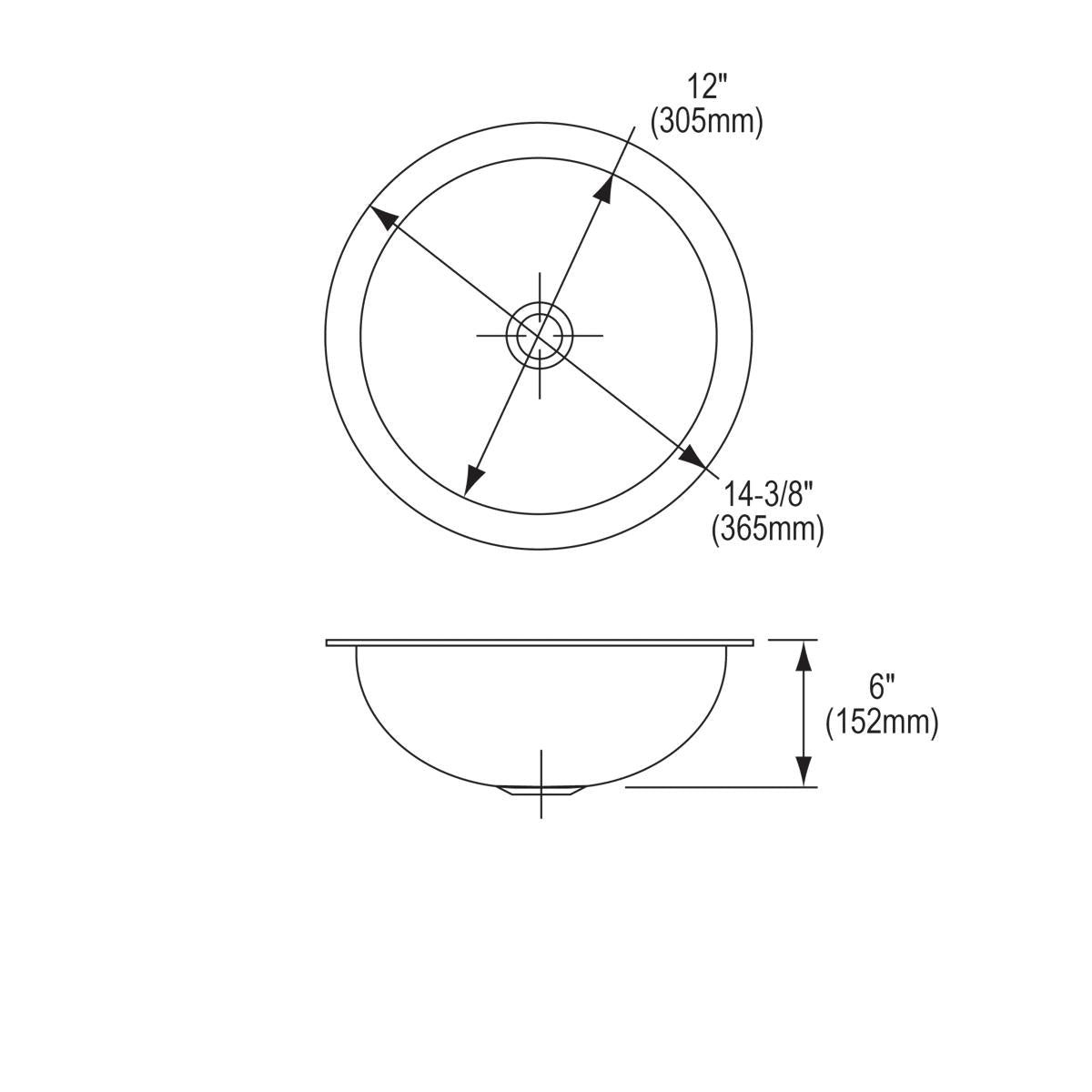 Elkay 14" Round Undermount CuVerro Antimicrobial Copper ADA Bathroom Sink, Lustrous Satin, ELUH12-CU