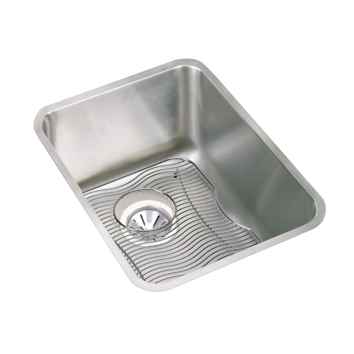 Elkay Lustertone Classic 17" Undermount Stainless Steel Kitchen Sink Kit, Lustrous Satin, 18 Gauge, ELUH141810DBG