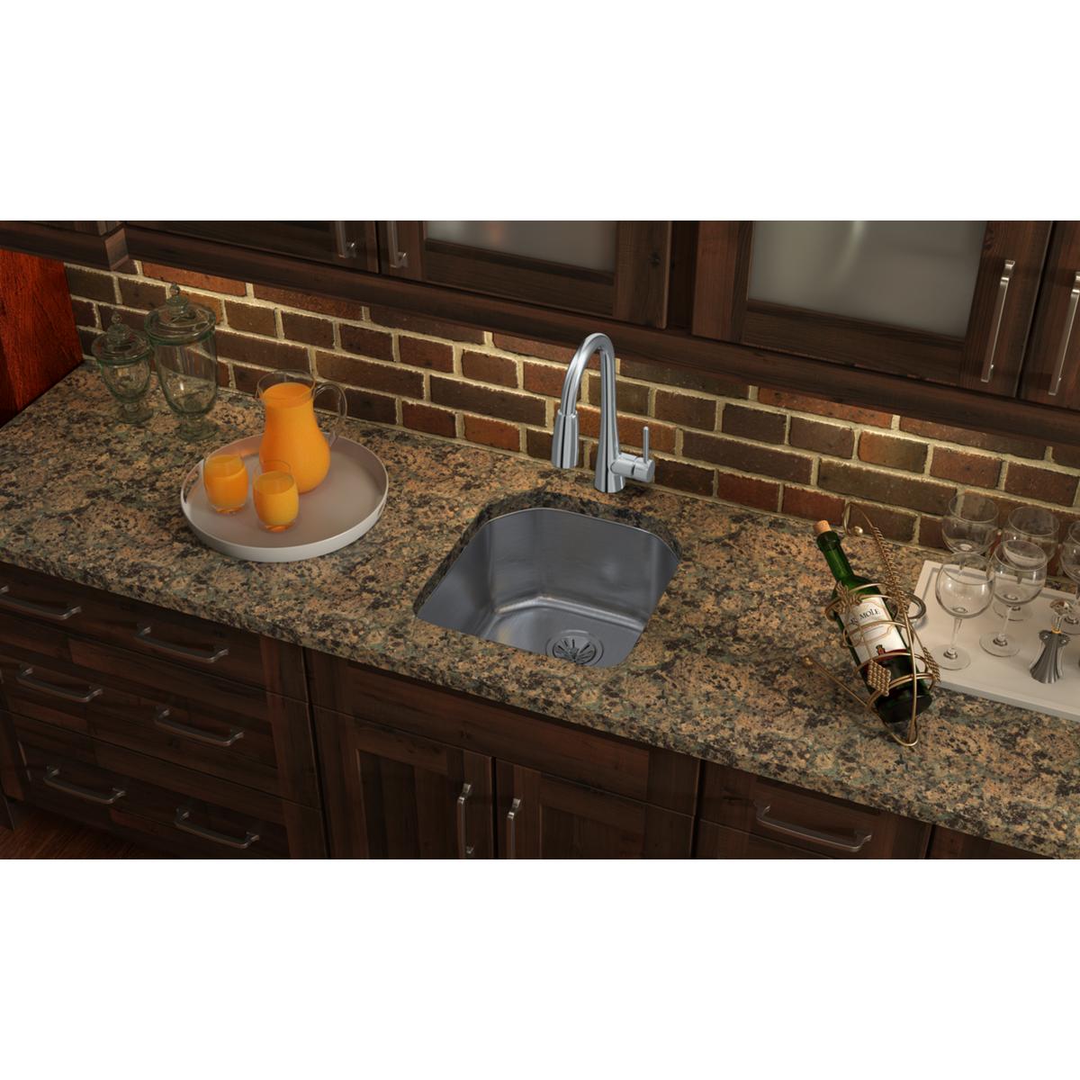 Elkay Lustertone Classic 19" Undermount Stainless Steel Kitchen Sink, Lustrous Satin, 18 Gauge, ELUH1618