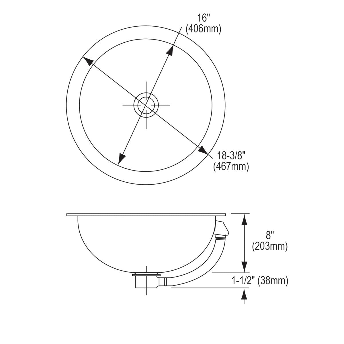 Elkay 18" Round Undermount CuVerro Antimicrobial Copper Bathroom Sink, Lustrous Satin, ELUH16LV-CU