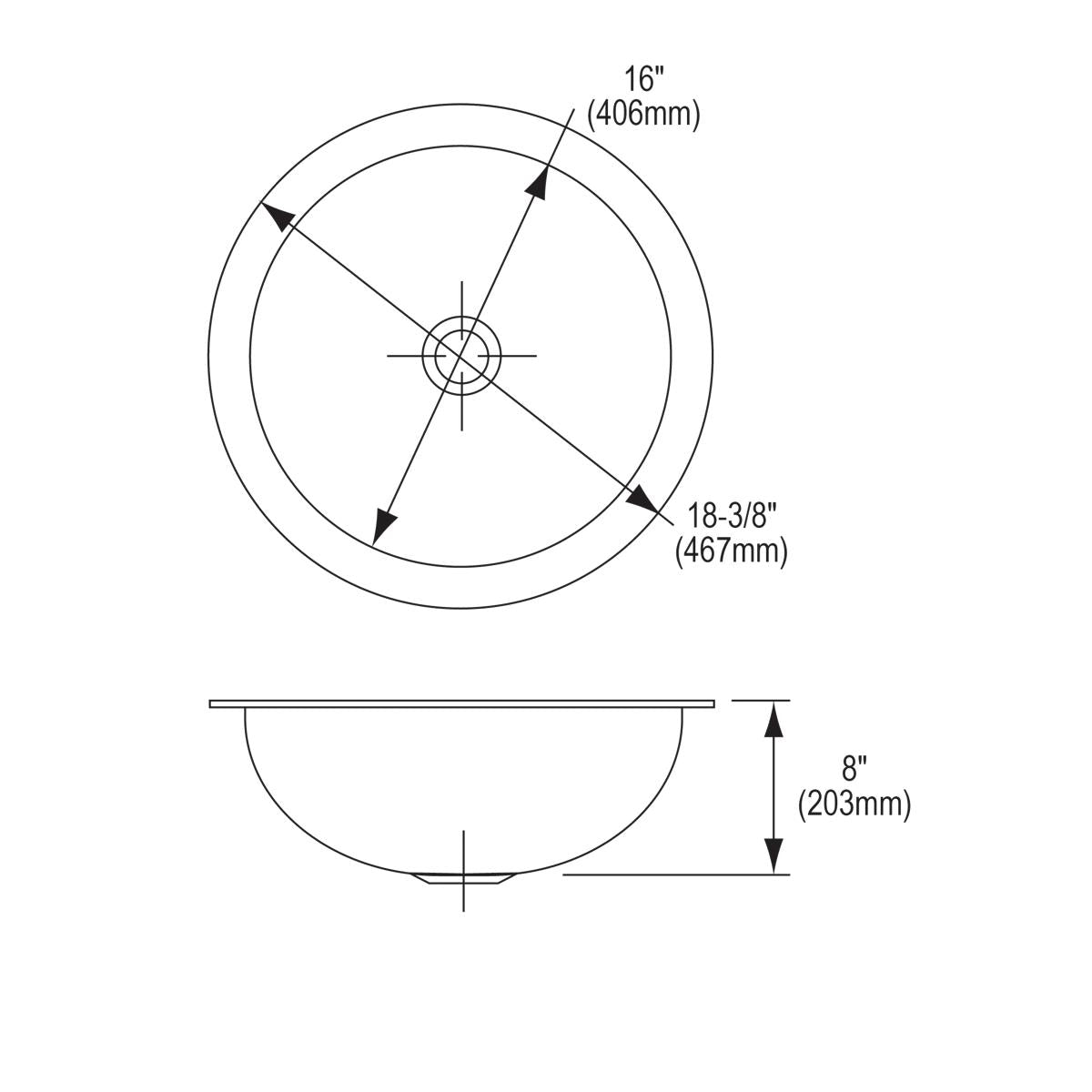 Elkay 18" Round Undermount CuVerro Antimicrobial Copper Bathroom Sink, Lustrous Satin, ELUH16-CU