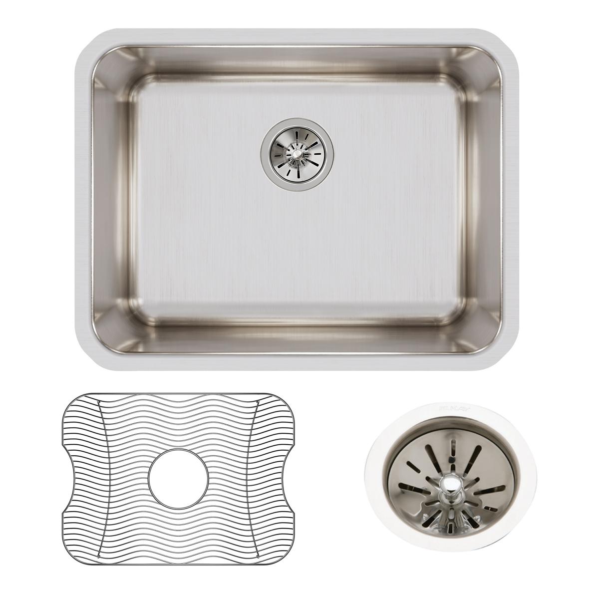 Alternate Image for Elkay Lustertone Classic 24" Undermount Stainless Steel Kitchen Sink Kit, Lustrous Satin, 18 Gauge, ELUH2115DBG