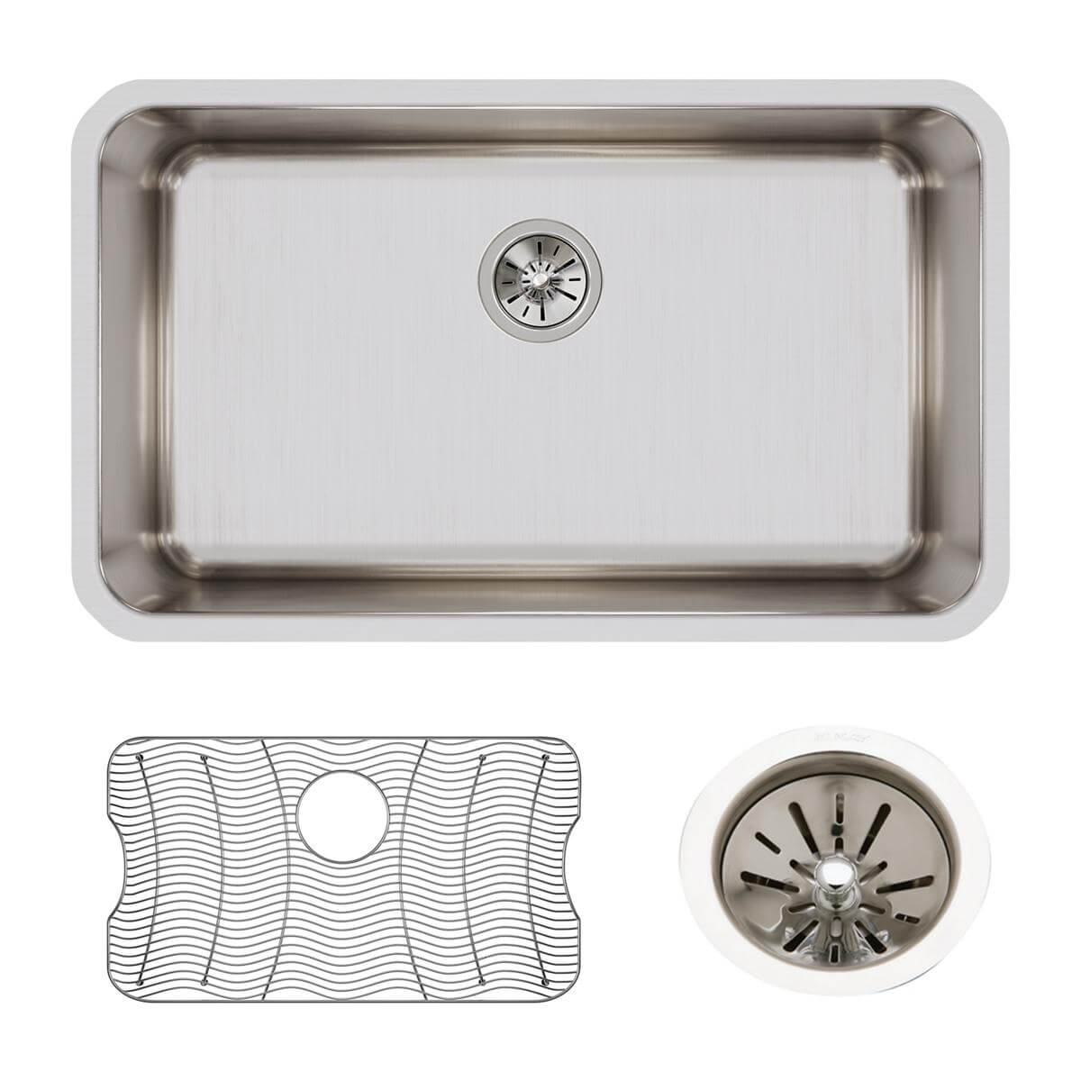 Alternate Image for Elkay Lustertone Classic 31" Undermount Stainless Steel Kitchen Sink Kit, Lustrous Satin, 18 Gauge, ELUH281610DBG