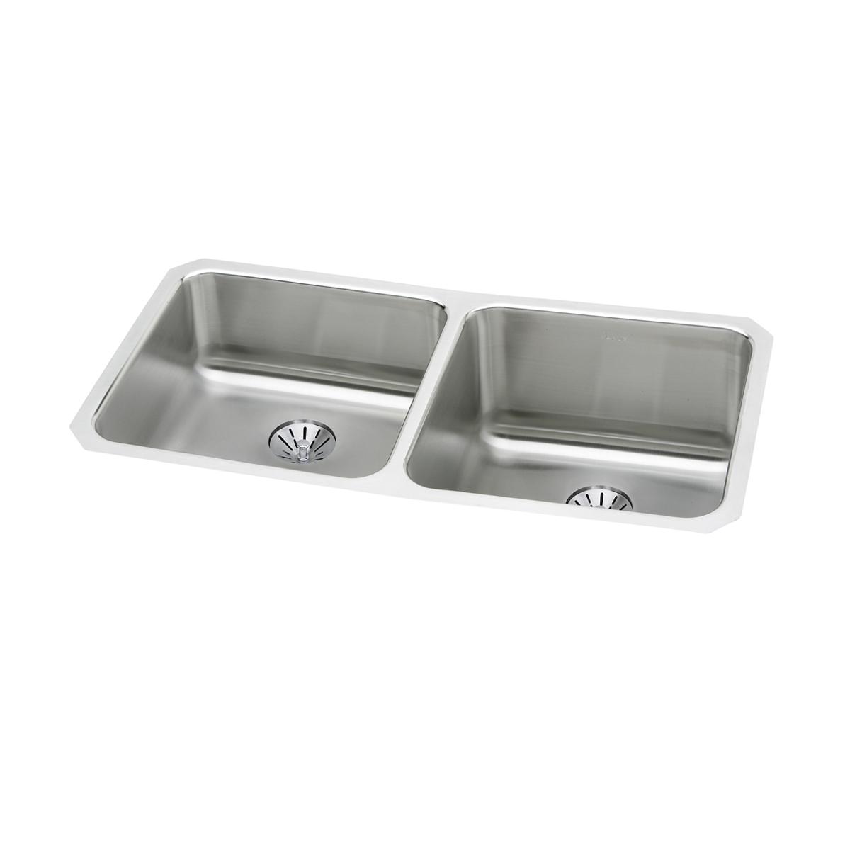 Elkay Lustertone Classic 31" Undermount Stainless Steel Kitchen Sink, 50/50 Double Bowl, Lustrous Satin, 18 Gauge, ELUH311810LPD