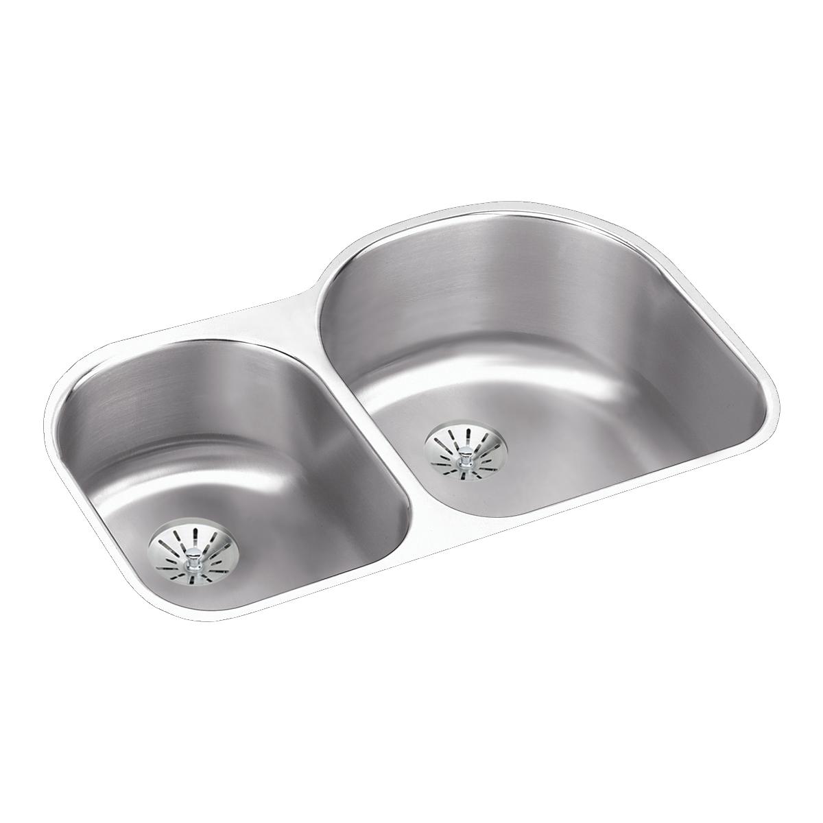 Elkay Lustertone Classic 31" Undermount Stainless Steel Kitchen Sink, 40/60 Double Bowl, Lustrous Satin, 18 Gauge, ELUH311910LPD