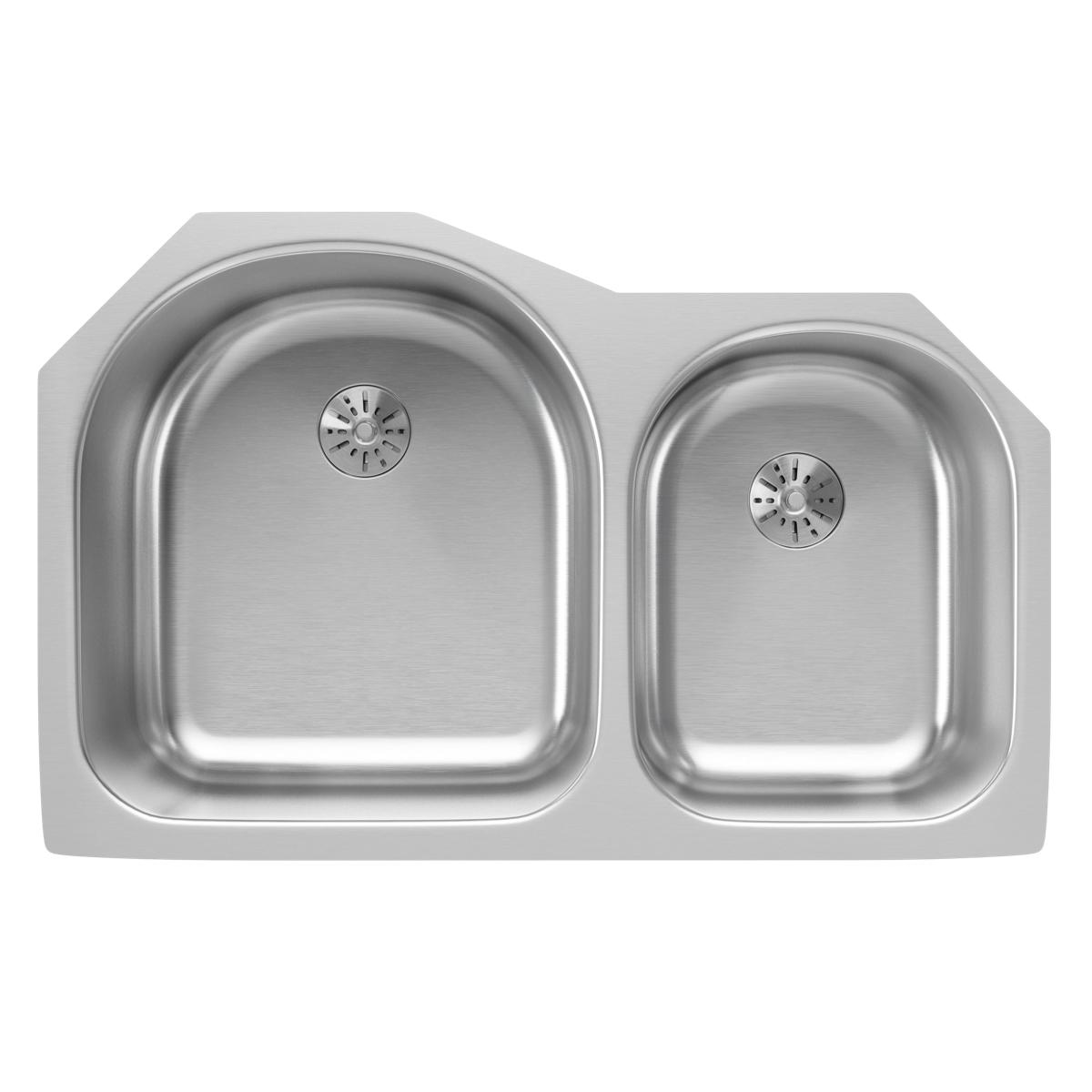 Elkay Lustertone Classic 31" Undermount Stainless Steel Kitchen Sink, 60/40 Double Bowl, Lustrous Satin, 18 Gauge, ELUH311910RPD