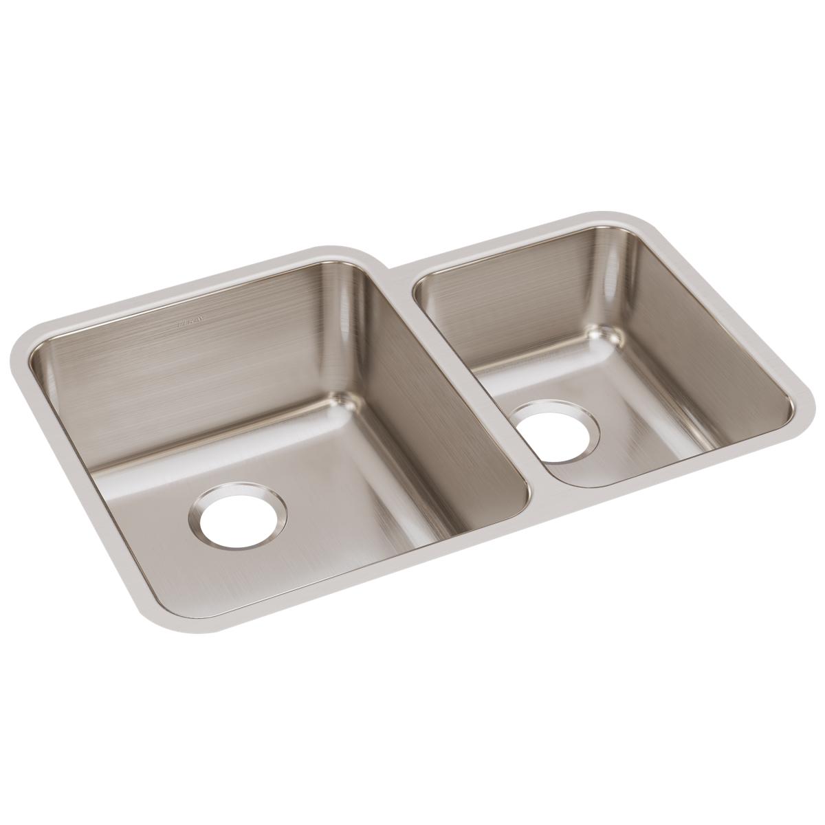 Elkay Lustertone Classic 31" Undermount Stainless Steel Kitchen Sink, 60/40 Double Bowl, Lustrous Satin, 18 Gauge, ELUH3121R