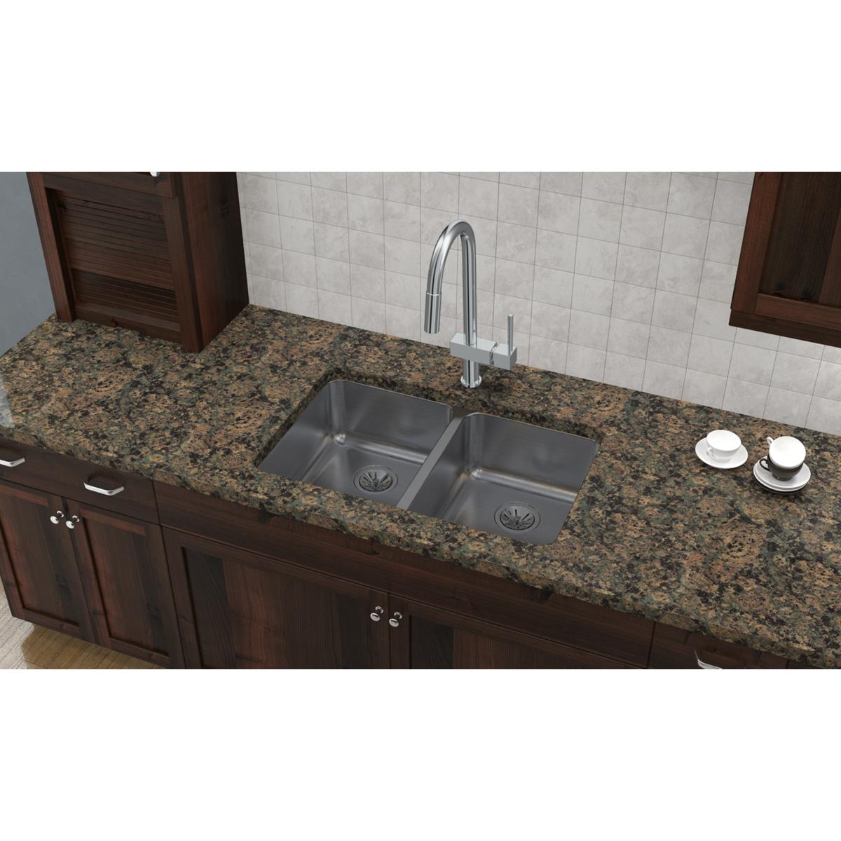 Alternate Image for Elkay Lustertone Classic 31" Undermount Stainless Steel Kitchen Sink, 50/50 Double Bowl, Lustrous Satin, 18 Gauge, ELUH3220