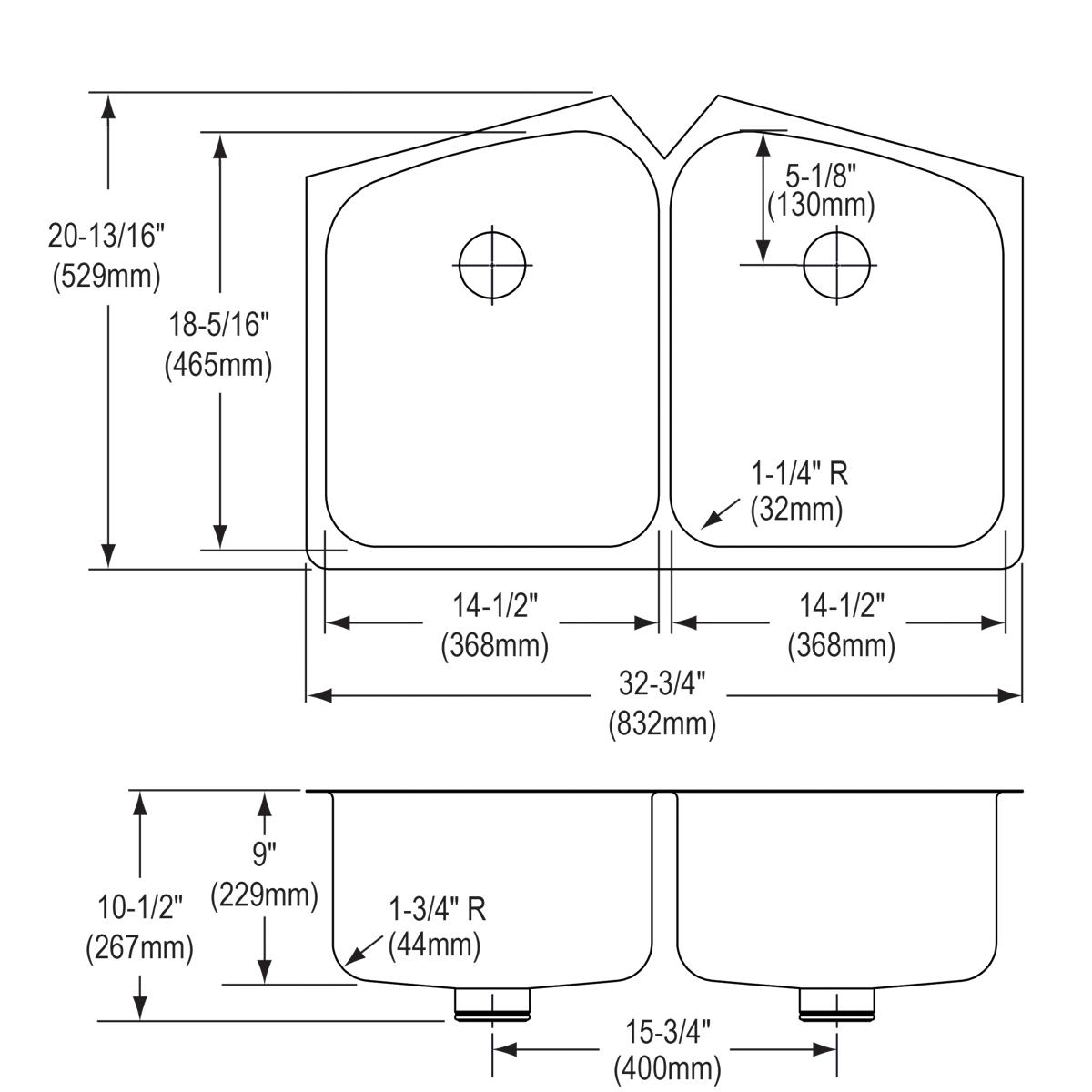 Alternate Image for Elkay Lustertone Classic 33" Undermount Stainless Steel Kitchen Sink, 50/50 Double Bowl, Lustrous Satin, 18 Gauge, ELUH32229PD