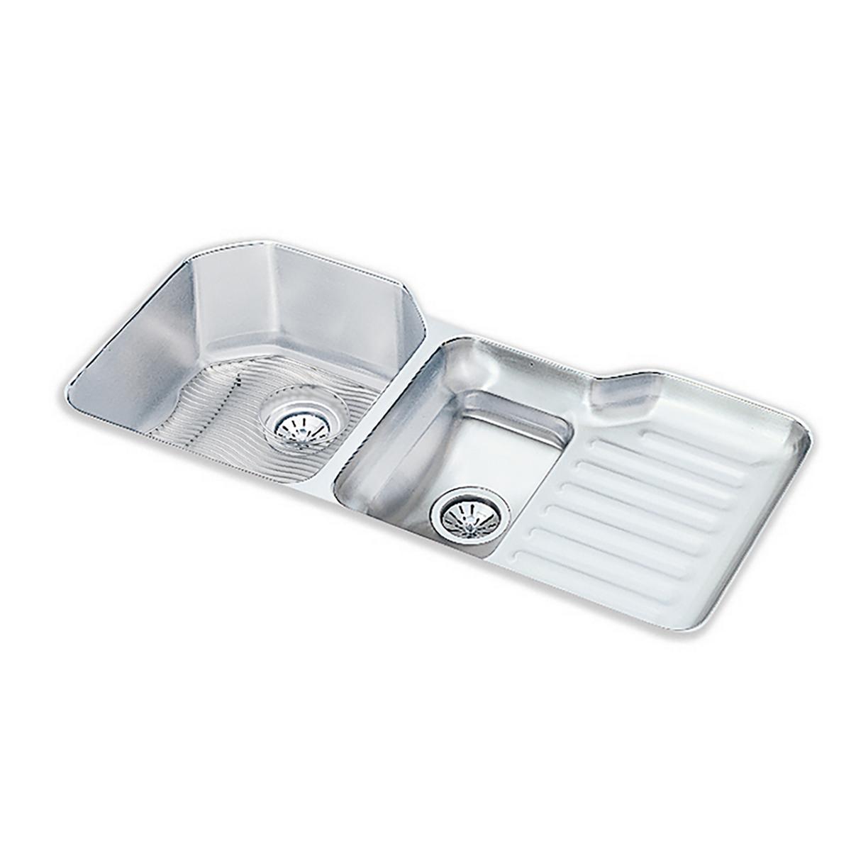 Elkay Lustertone Classic 42" Undermount Stainless Steel Kitchen Sink Kit, 40/60 Double Bowl, Lustrous Satin, 18 Gauge, ELUH4221LDBG