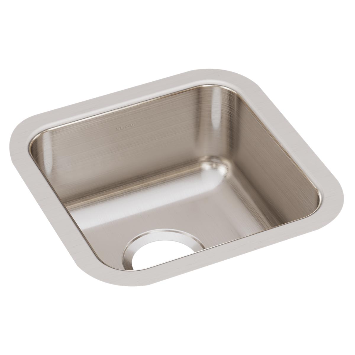 Elkay Lustertone Classic 15" Undermount Stainless Steel ADA Kitchen Sink, Lustrous Satin, 18 Gauge, ELUHAD121250