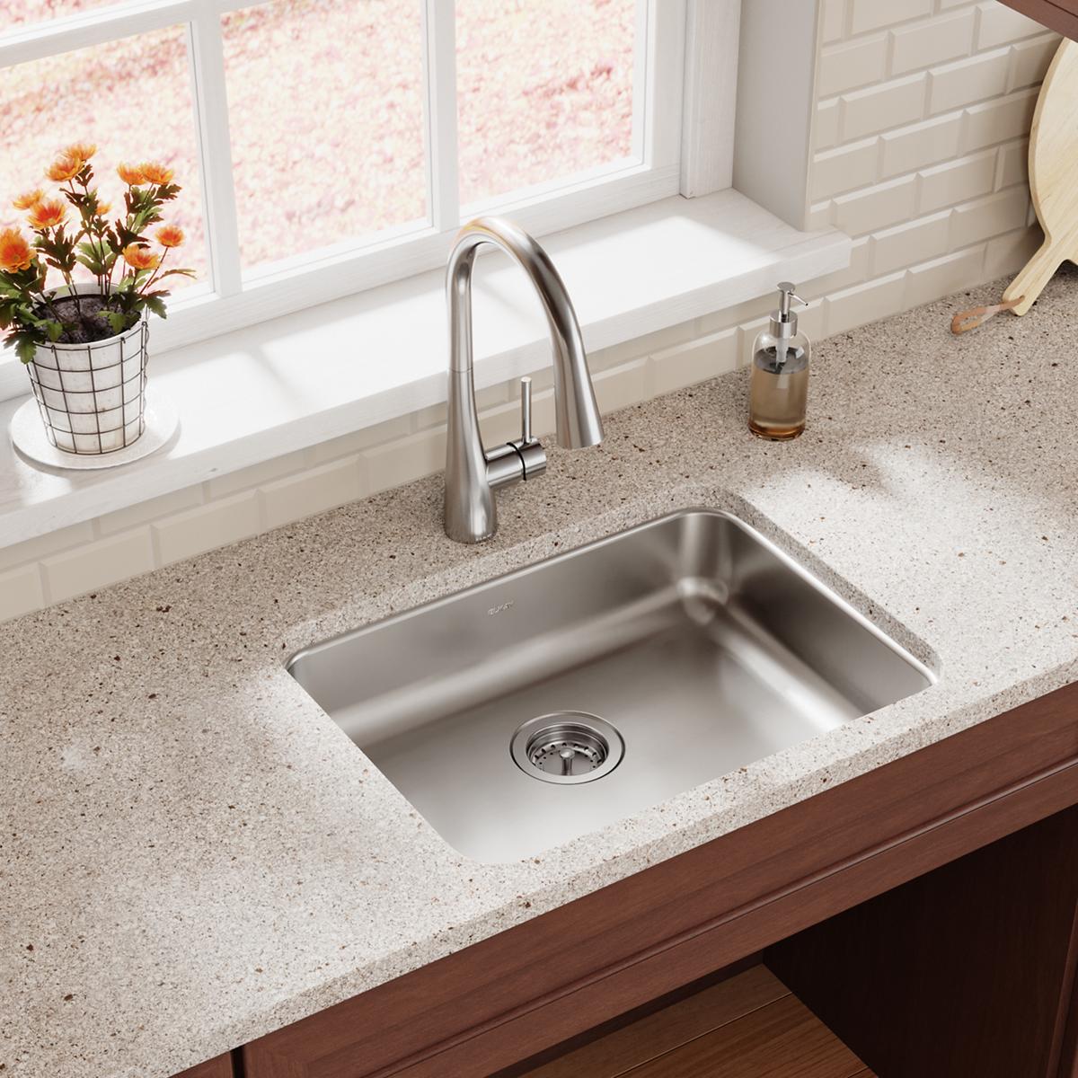 Alternate Image for Elkay Lustertone Classic 24" Undermount Stainless Steel ADA Kitchen Sink, Single Bowl, Lustrous Satin, 18 Gauge, ELUHAD211555
