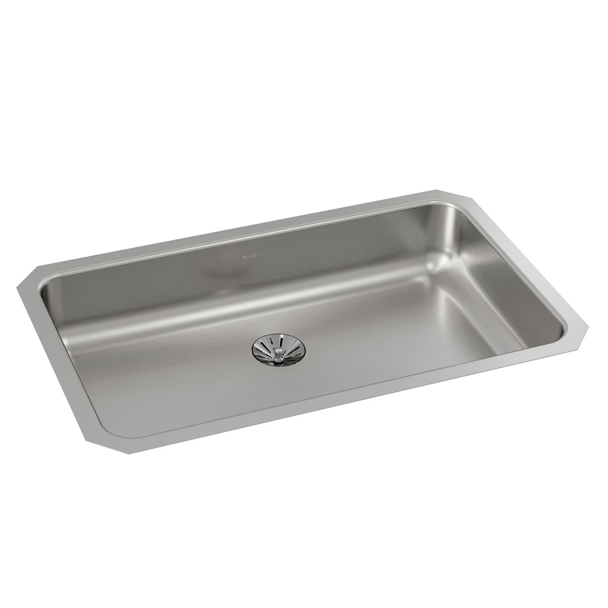 Elkay Lustertone Classic 31" Undermount Stainless Steel ADA Kitchen Sink, Lustrous Satin, 18 Gauge, ELUHAD281655PD