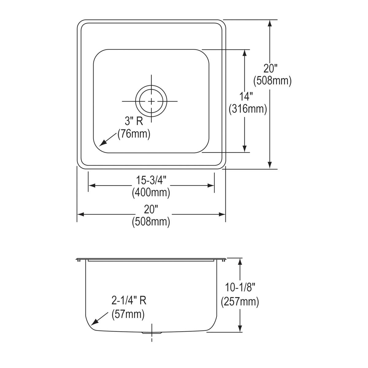 Alternate Image for Elkay Celebrity 20" Drop In/Topmount Stainless Steel Laundry/Utility Sink, Brushed Satin, No Faucet Hole, ESE2020100