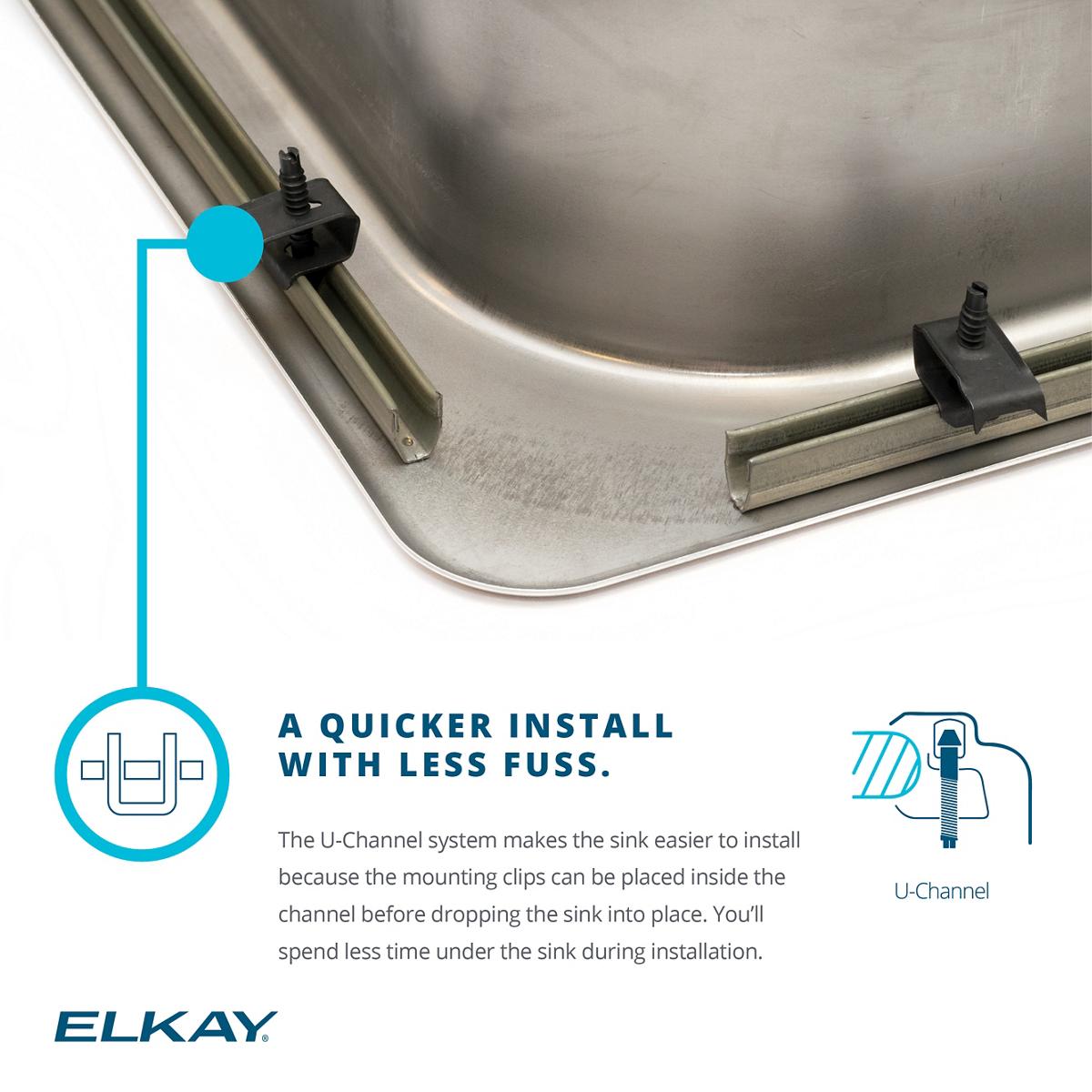 Alternate Image for Elkay Lustertone Classic 22" Drop In/Topmount Stainless Steel Kitchen Sink, Lustrous Satin, 5 Faucet Holes, DLR2219105