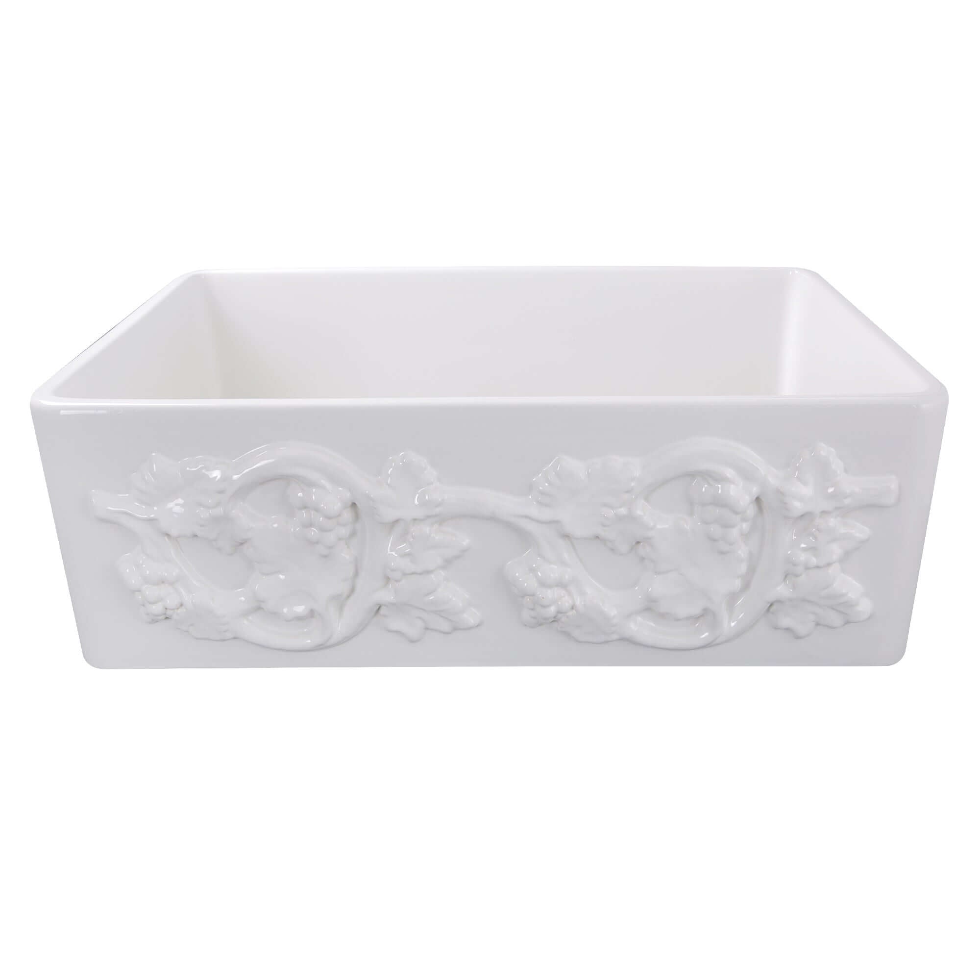 Alternate Image for Nantucket Sinks Vineyard 33" Fireclay Farmhouse Sink with Accessories, White, FCFS3320S-Grapes
