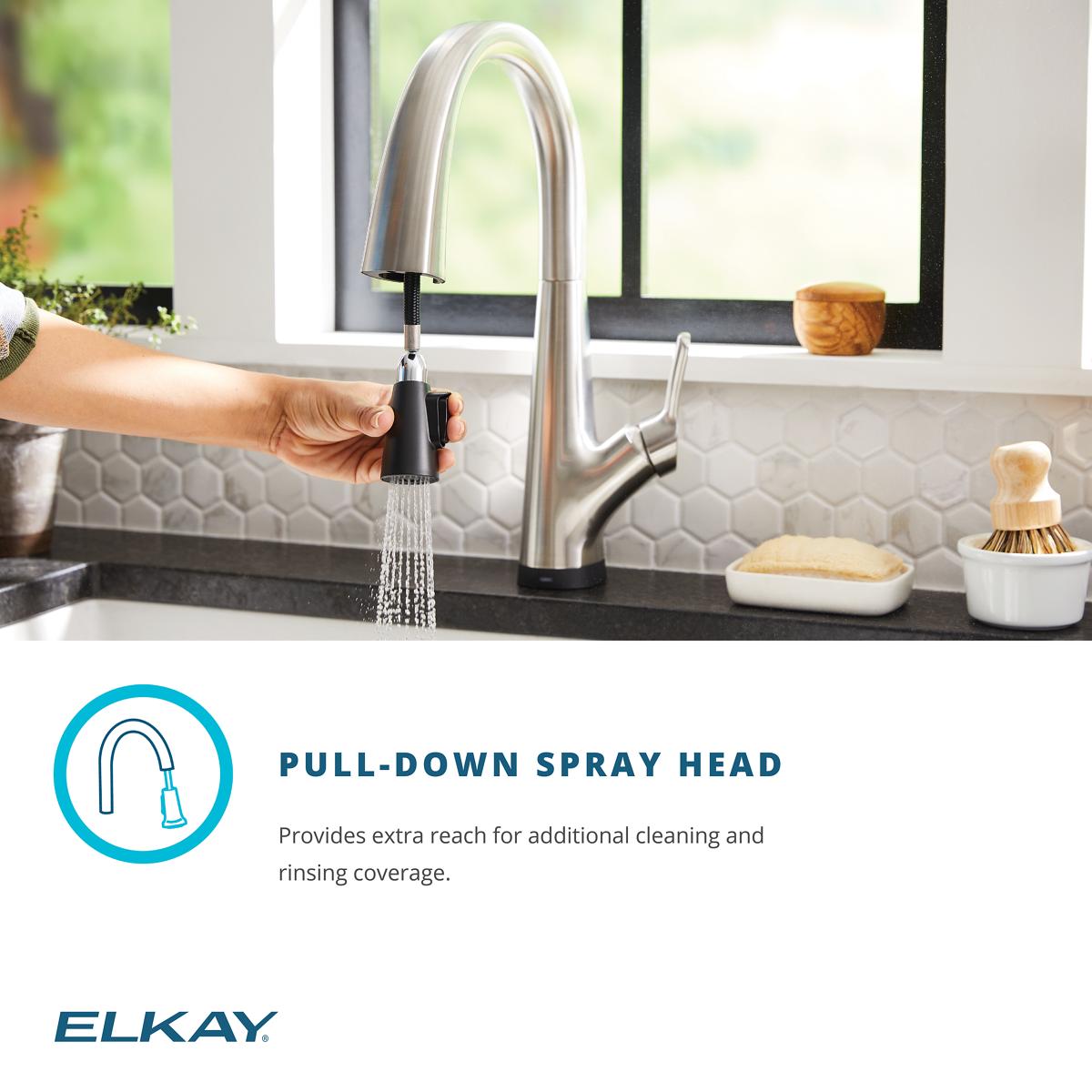 Alternate Image for Elkay Avado Lever Handle Pull-down Spray Spout Brass ADA Kitchen Faucet, Chrome, LKAV7051FCR