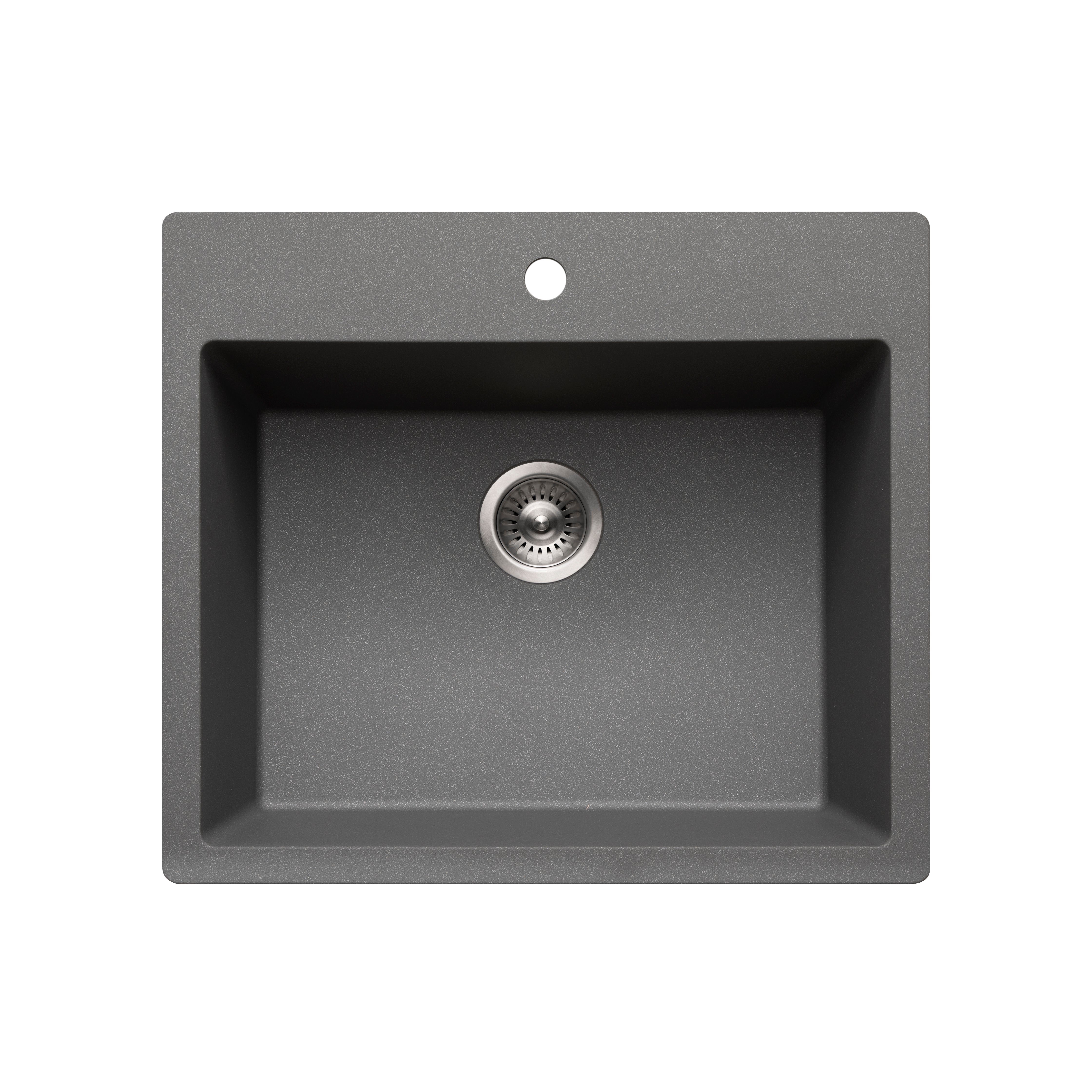 Alternate Image for Houzer Quartztone 25 inch Slate Granite Composite Drop-in Topmount Single Bowl Kitchen Sink - G-300 SLATE