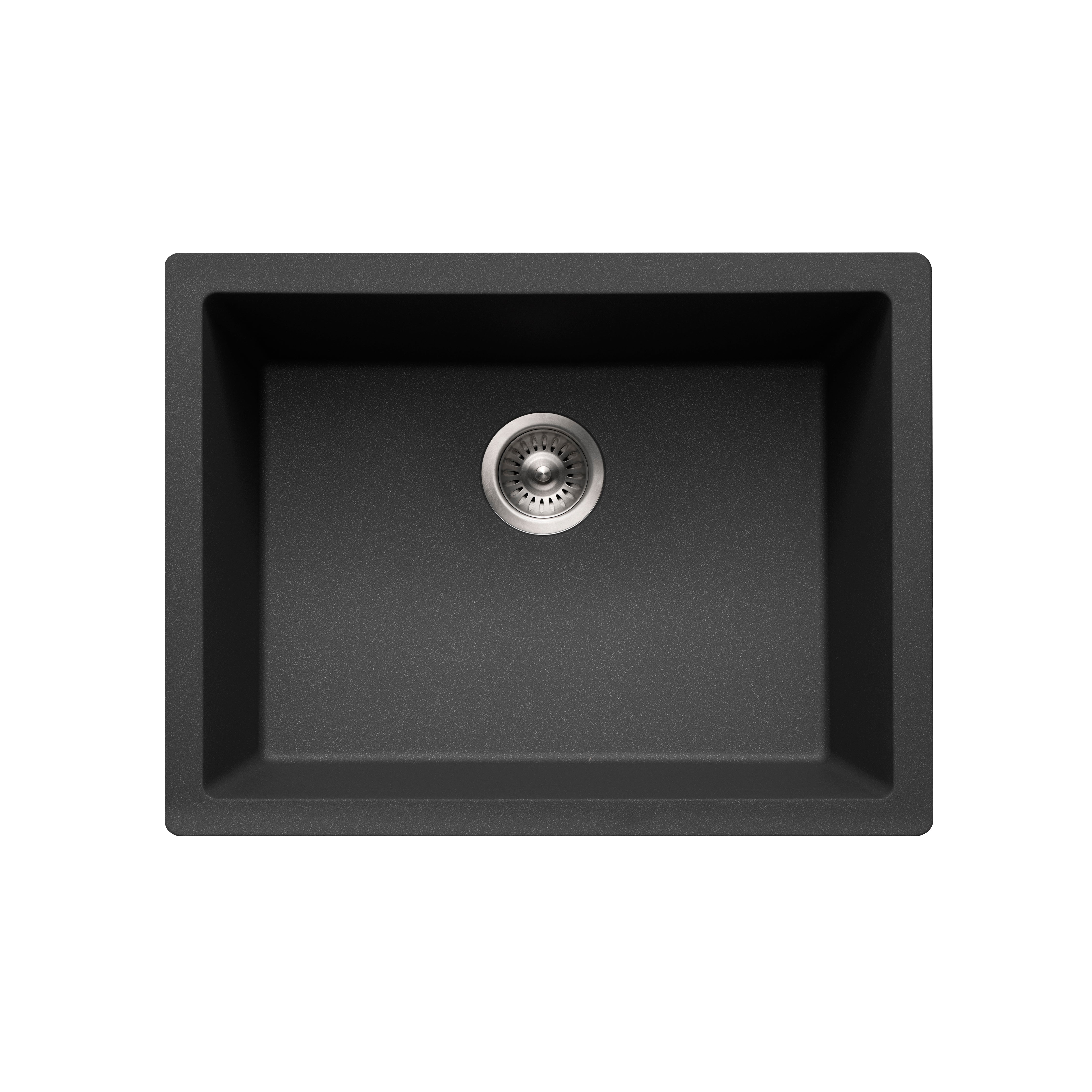 Houzer Quartztone 24 inch Midnite Granite Composite Undermount Single Bowl Kitchen Sink - G-300U MIDNITE