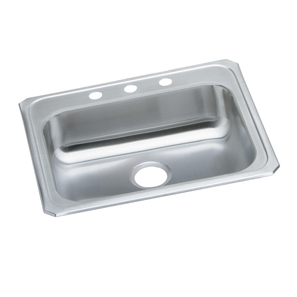 Elkay Celebrity 25" Drop In/Topmount Stainless Steel ADA Kitchen Sink, Brushed Satin, 2 Faucet Holes, GECR25212