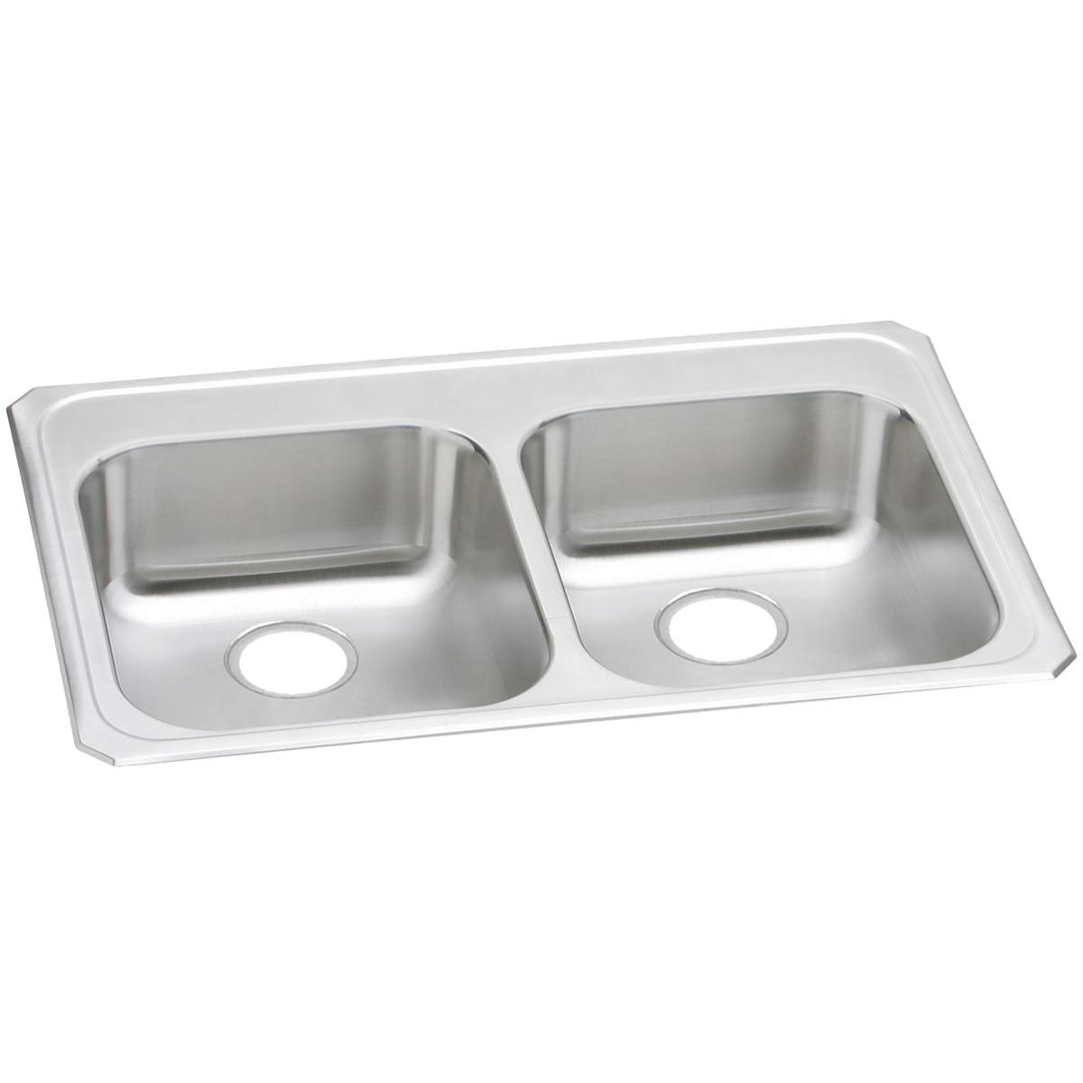 Elkay Celebrity 33" Drop In/Topmount Stainless Steel ADA Kitchen Sink, 50/50 Double Bowl, Brushed Satin, No Faucet Hole, GECR33210