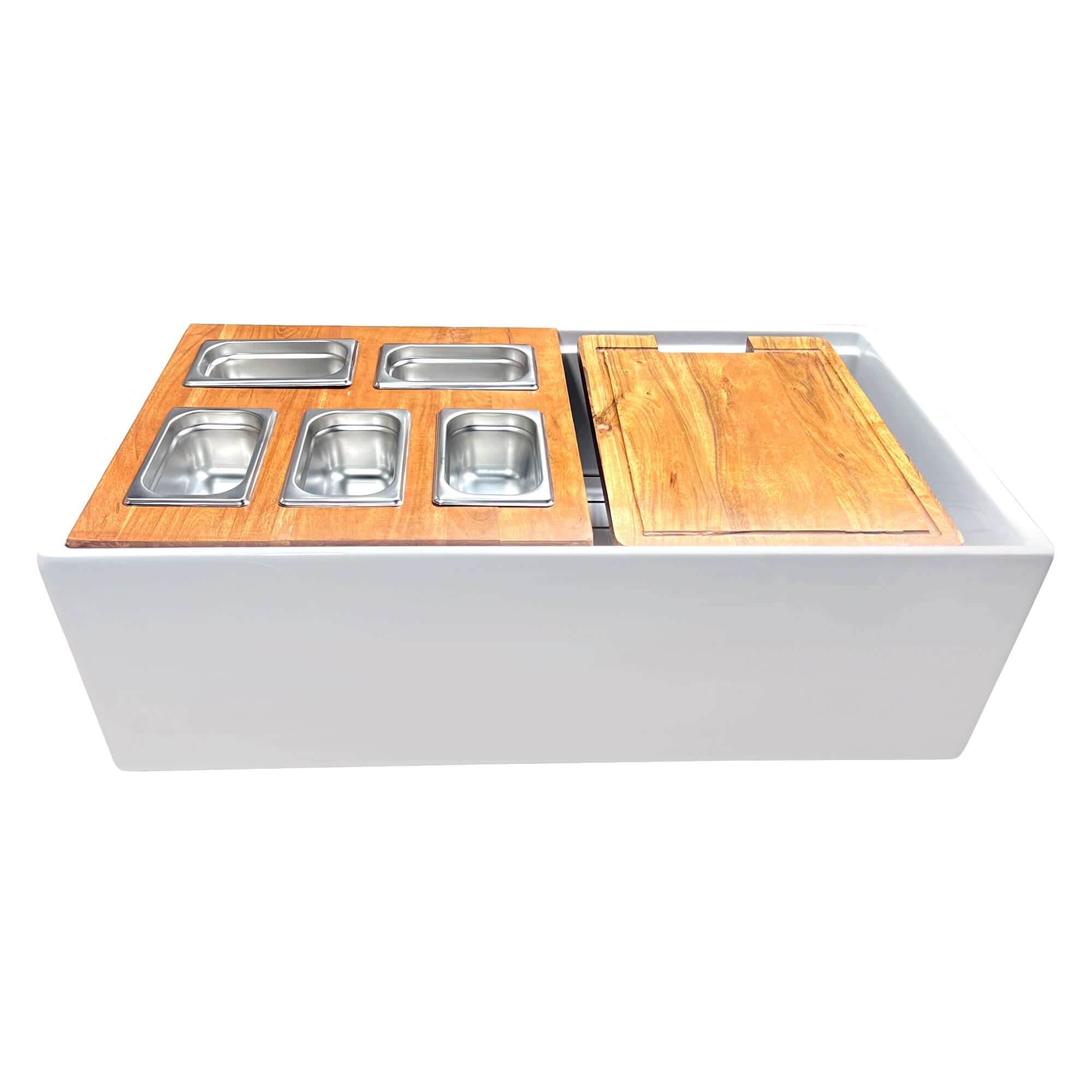 Nantucket Sinks Cape 33" Fireclay Farmhouse Sink with Accessories, White, HZ-TPS33W-ST1