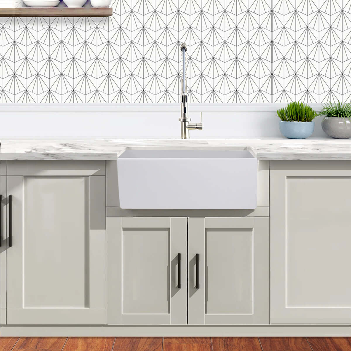 Alternate Image for Nantucket Sinks Cape 24" Fireclay Farmhouse Sink, White, Hyannis-24