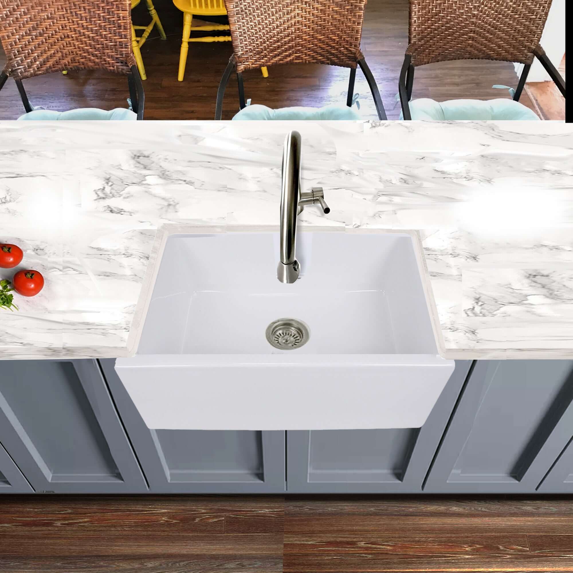Alternate Image for Nantucket Sinks Cape 24" Fireclay Farmhouse Sink, White, Hyannis-24
