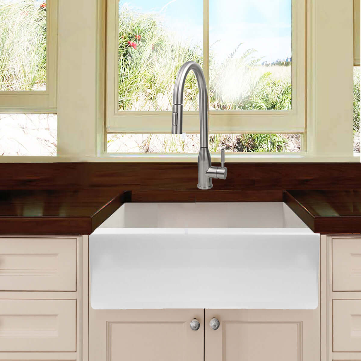 Alternate Image for Nantucket Sinks Cape 24" Fireclay Farmhouse Sink, White, Hyannis-24