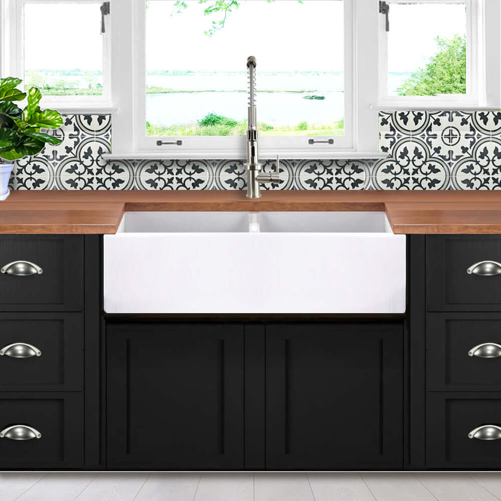 Alternate Image for Nantucket Sinks Cape 40" Fireclay Farmhouse Sink, 50/50 Double Bowl, White, Hyannis-39-DBL