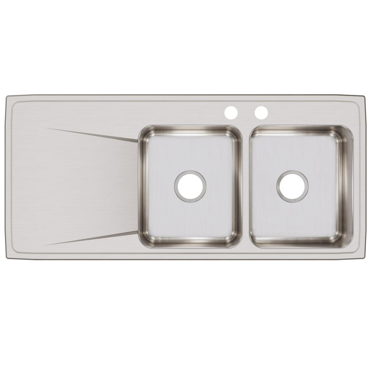 Alternate Image for Elkay Lustertone Classic 48" Drop In/Topmount Stainless Steel Kitchen Sink, 50/50 Double Bowl, Includes Drainboard, 2 Faucet Holes, ILR4822R2